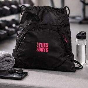 T-Mobile Tuesdays Drawstring Backpack Black Gym Bag Lightweight Travel Sack